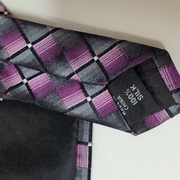 Bundle of 2 Silk Designer Neckties. Purple. Pink. EUC - Picture 9 of 11